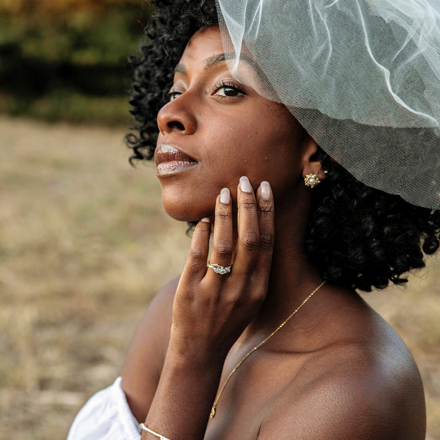 Nature themed pearl earrings by Olivia Ewing Jewelry