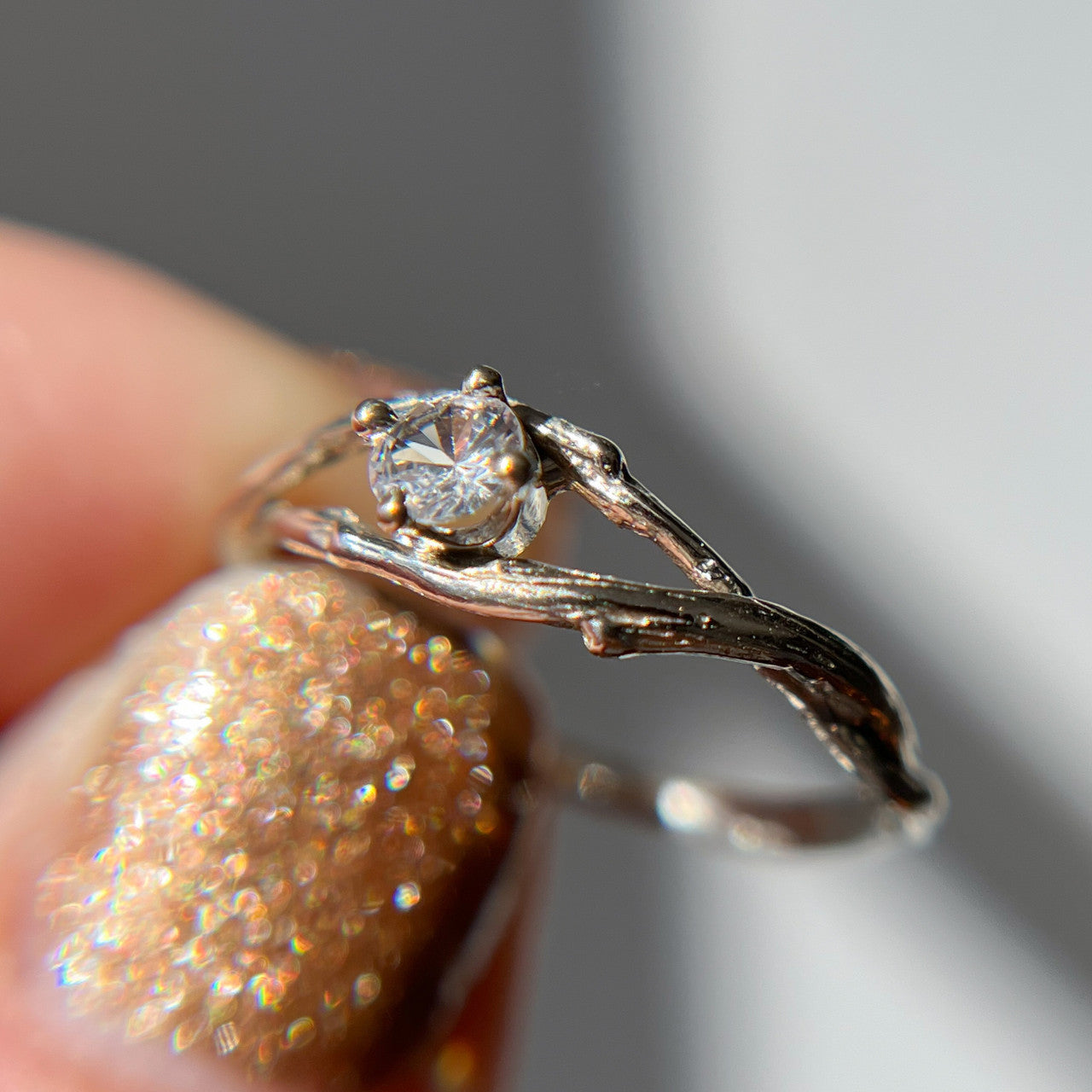 14K White Gold Petite Unity Moissanite Solitaire Ring