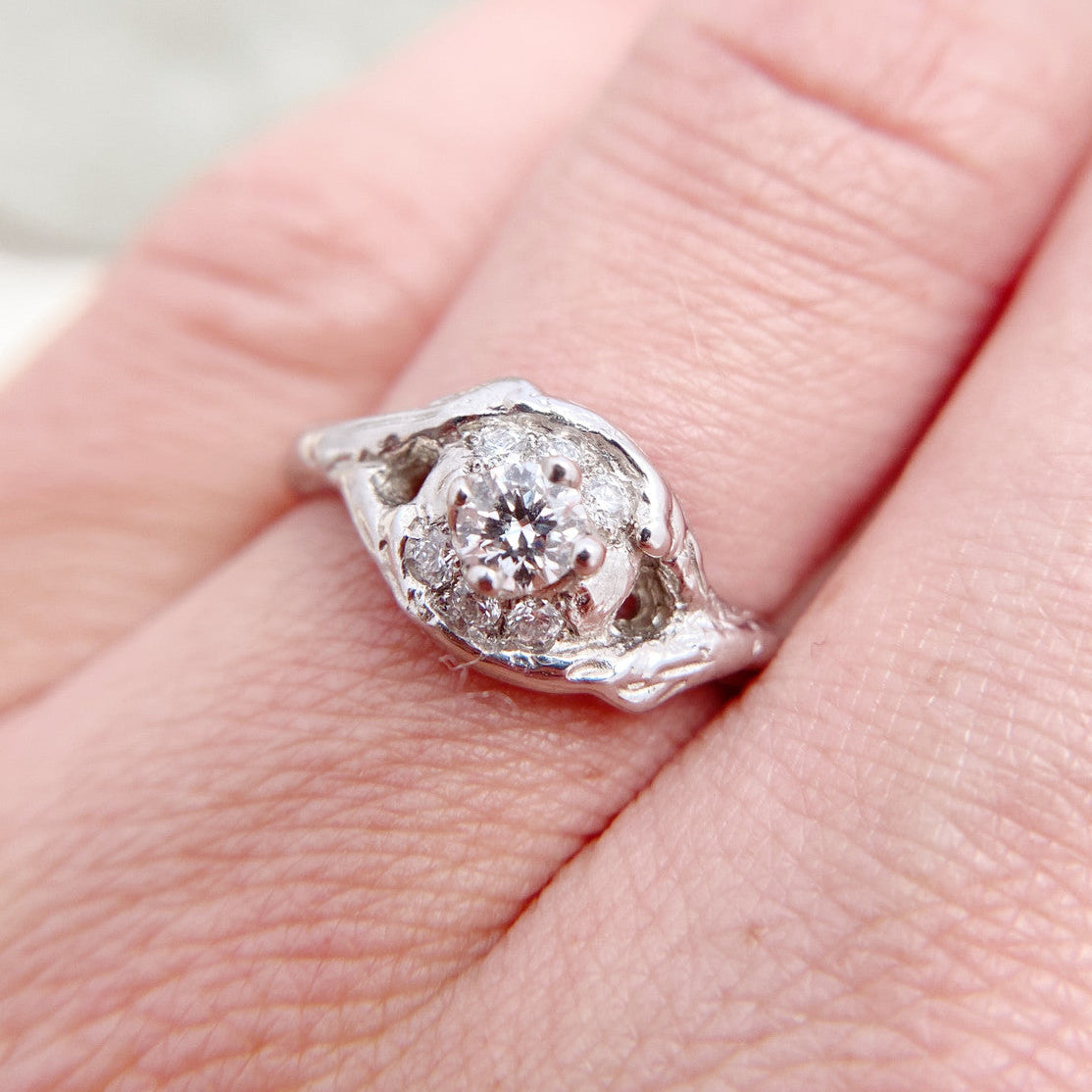 Harmony Diamond Halo Ring - Ready To Ship