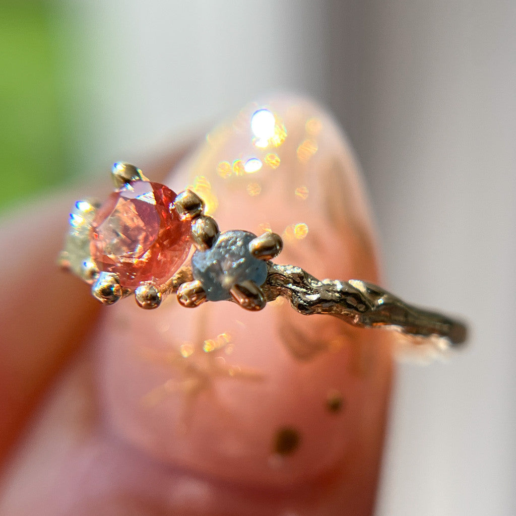 Naples Oregon Sunstone Three Stone Ring