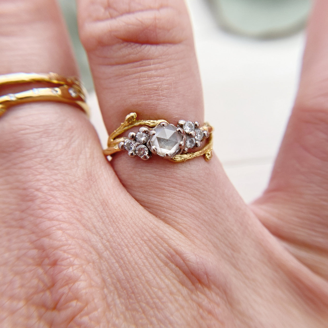 Feyre Rose Cut Diamond Cluster Ring