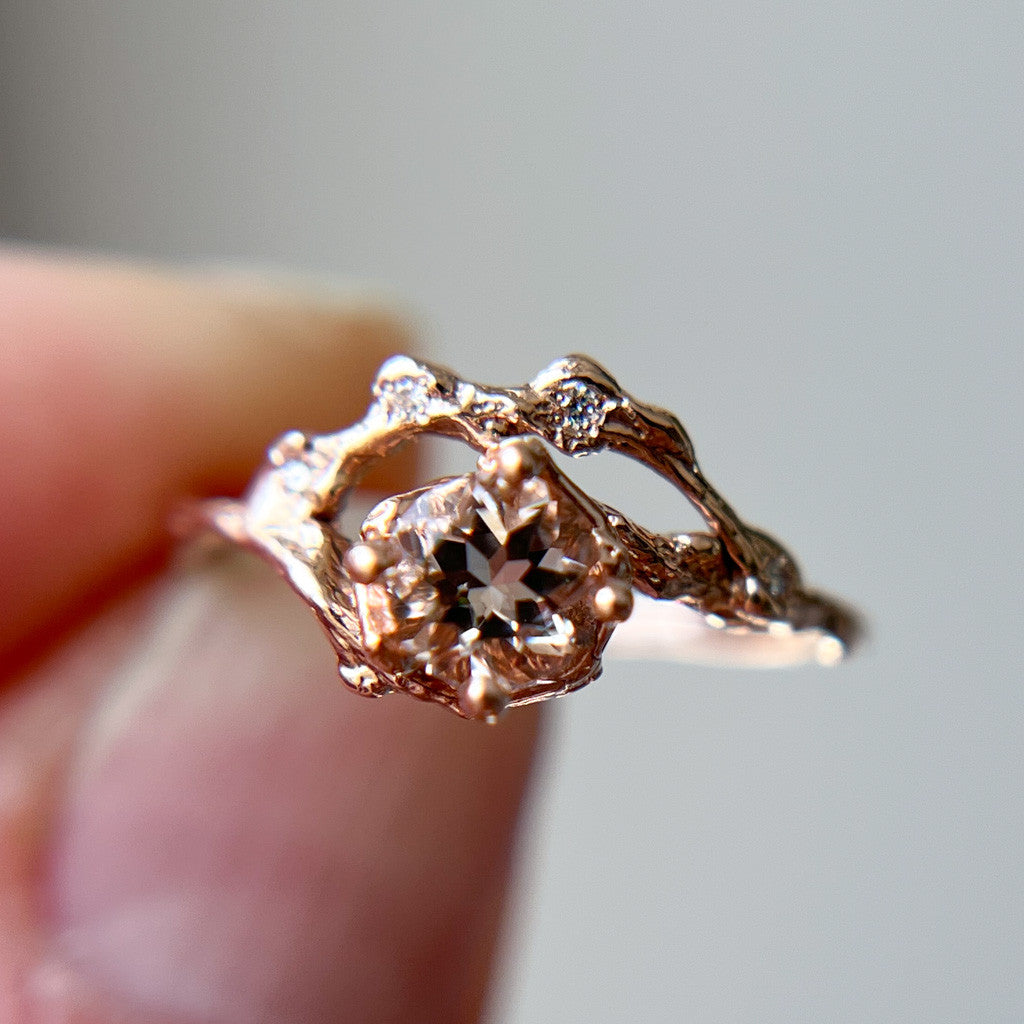 Demi Naples Morganite Half Halo