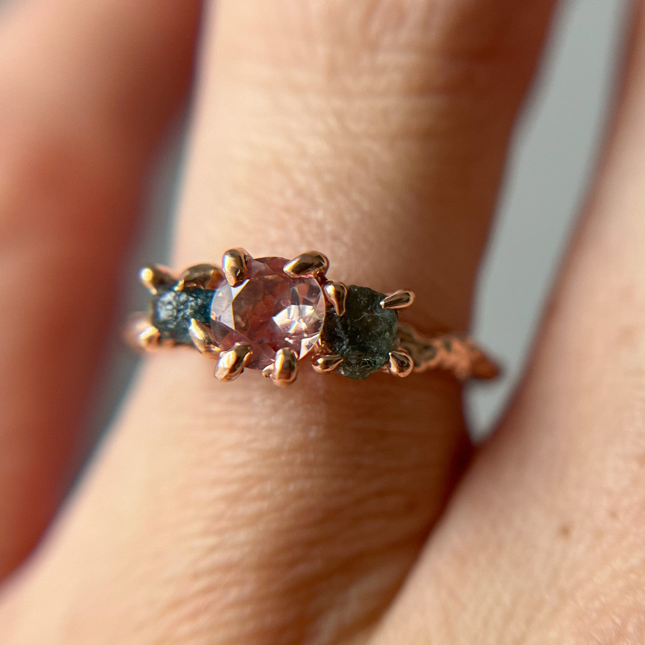 Naples Oregon Sunstone Three Stone Ring