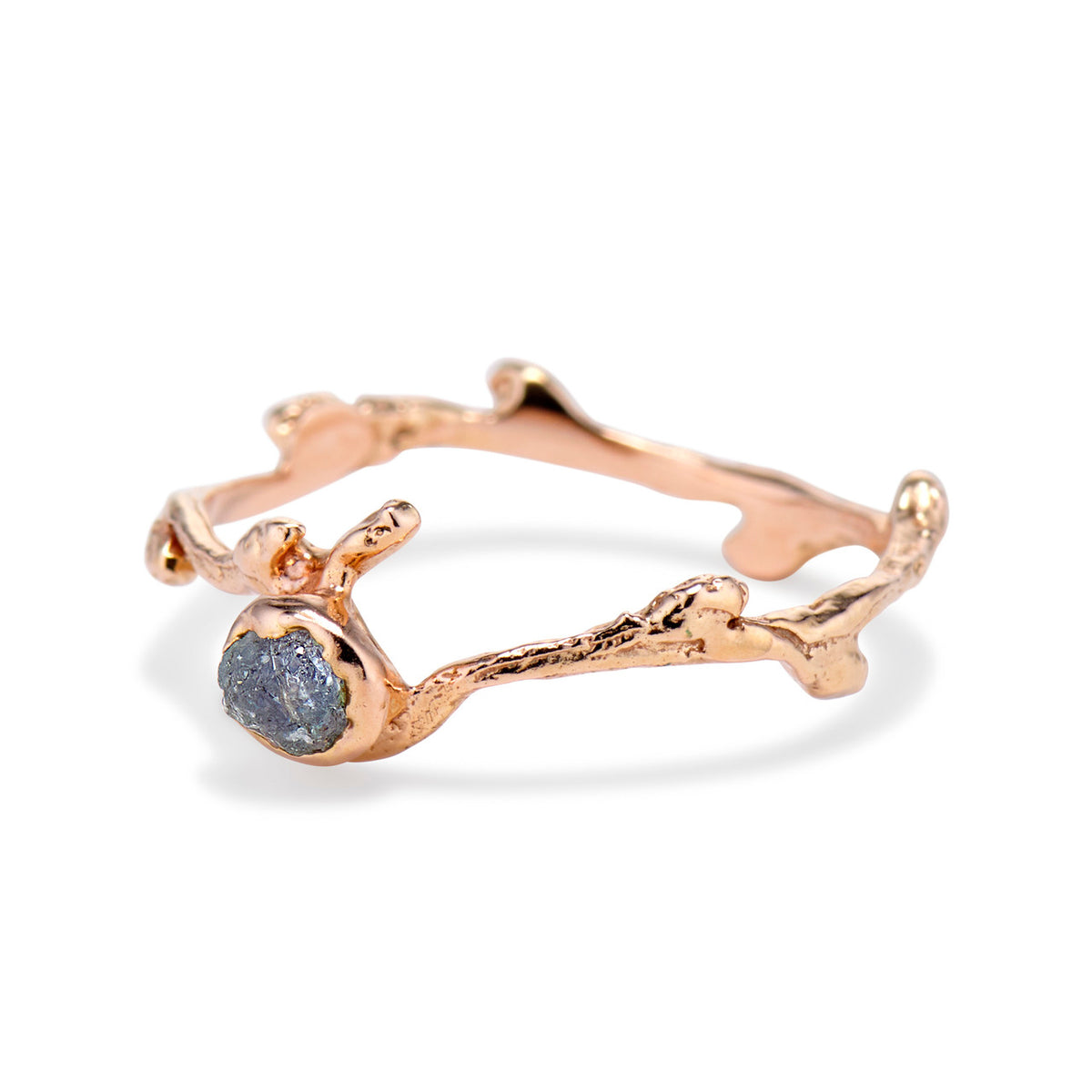 Rough sapphire twig ring by Olivia Ewing Jewelry
