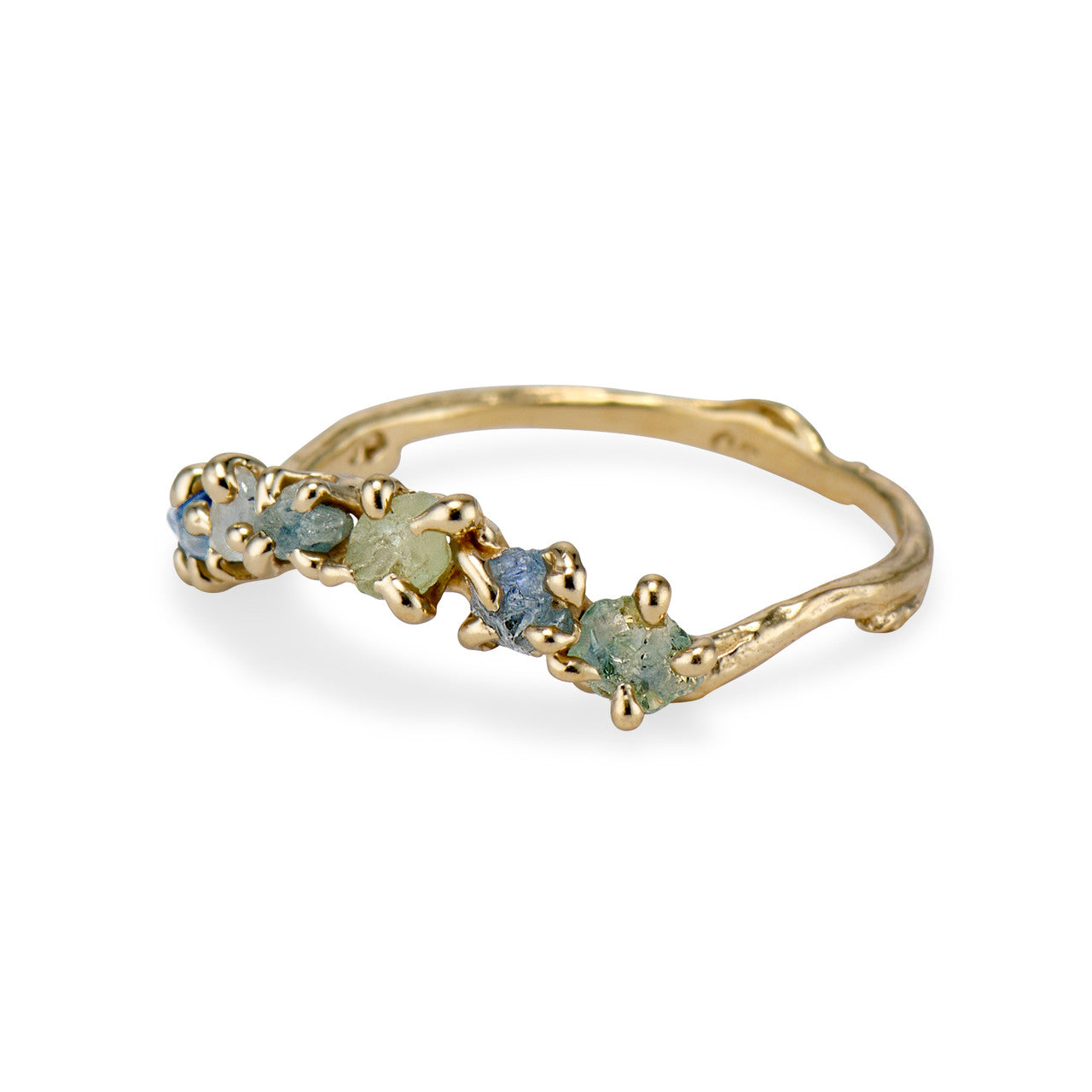 14K yellow gold raw sapphire contour ring by Olivia Ewing Jewelry