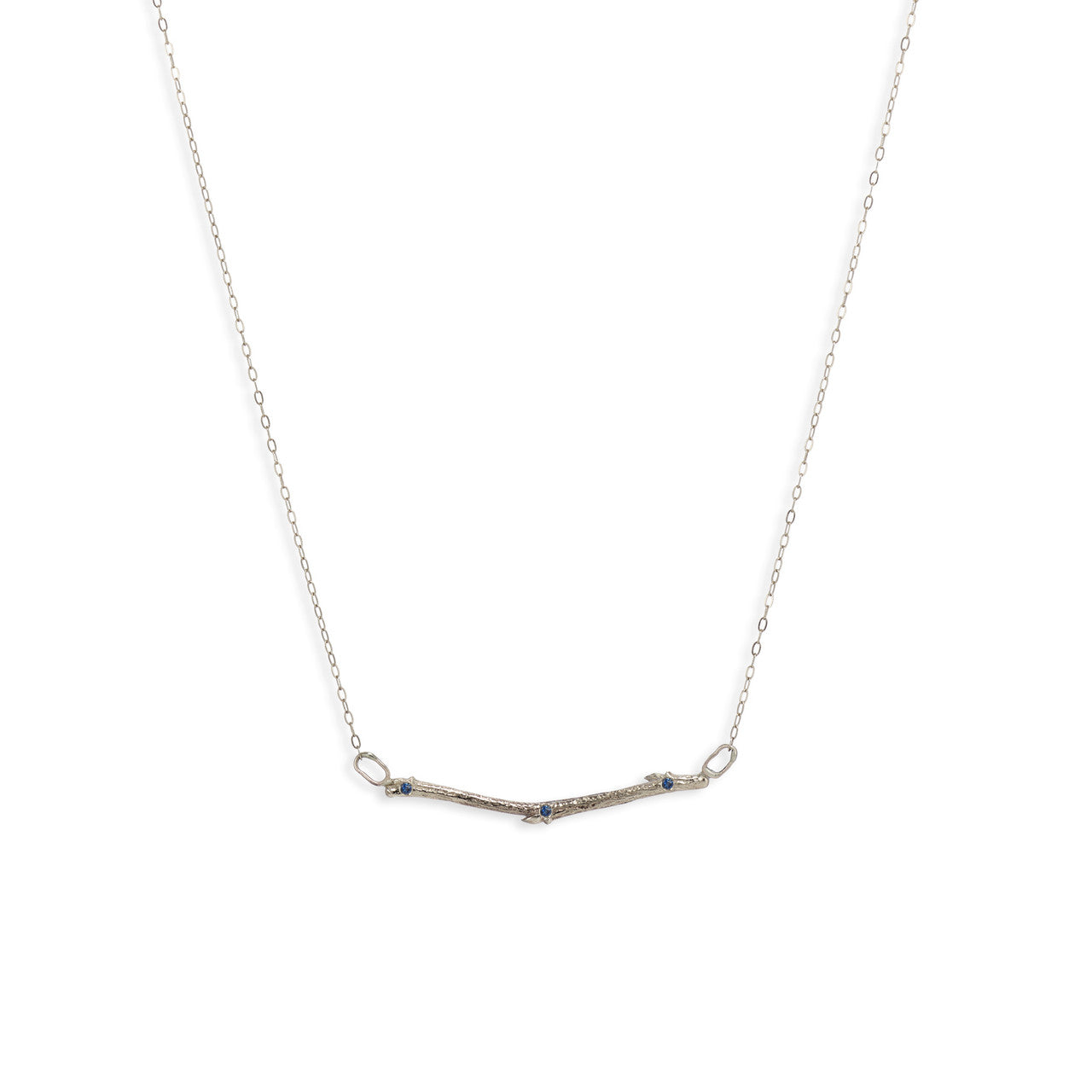 14K white gold necklace with twig by Olivia Ewing Jewelry