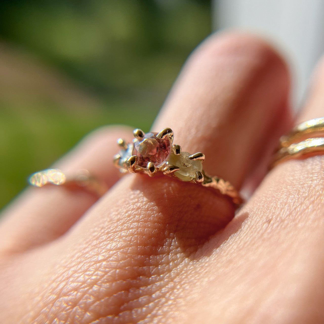 Naples Oregon Sunstone Three Stone Ring