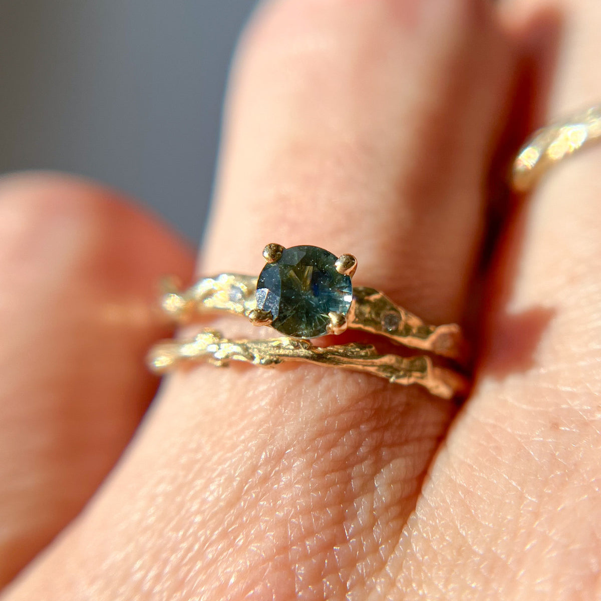 Braided Naples Solitaire w/Montana Sapphire - Ready To Ship