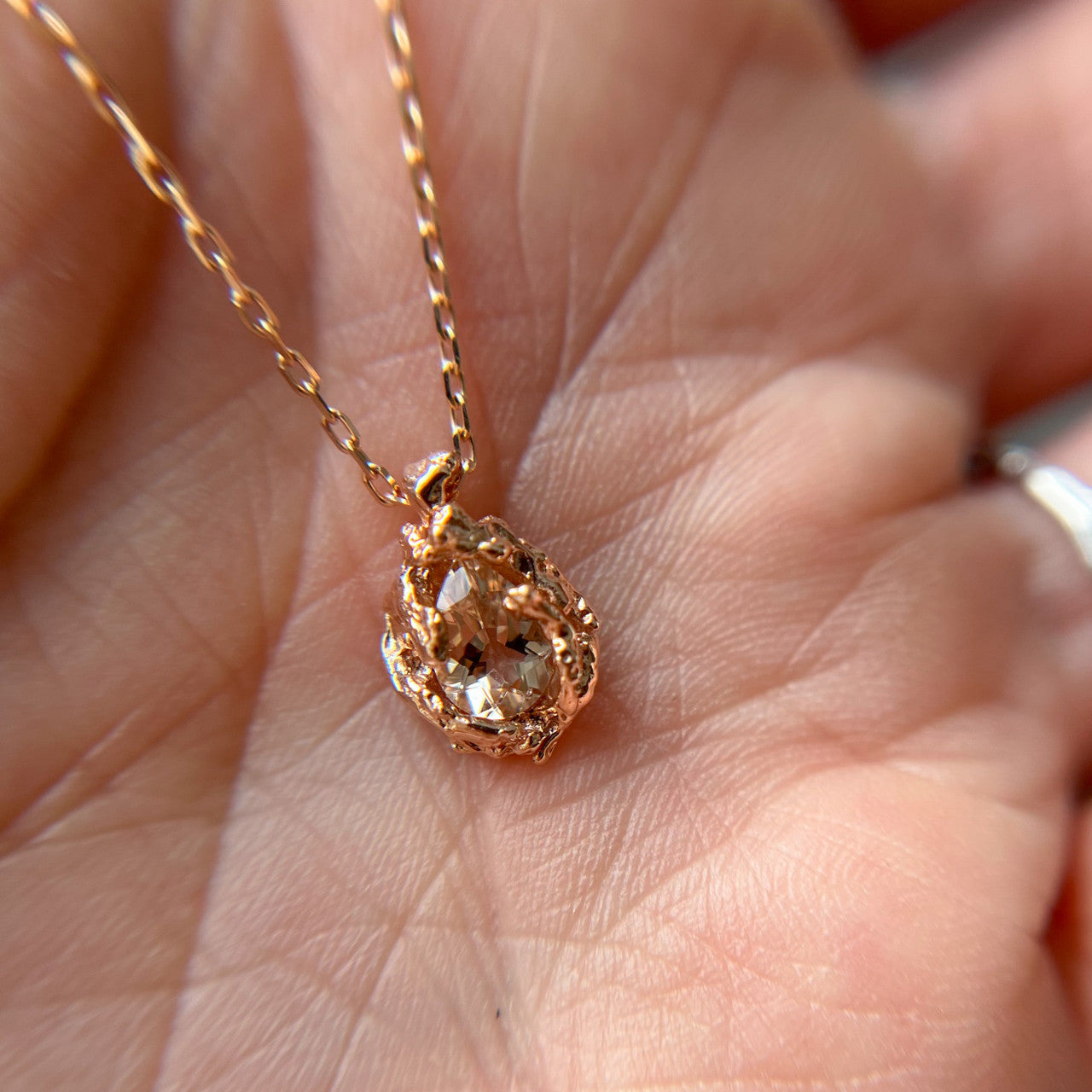 14K Rose Gold Naples Teardrop Morganite Necklace