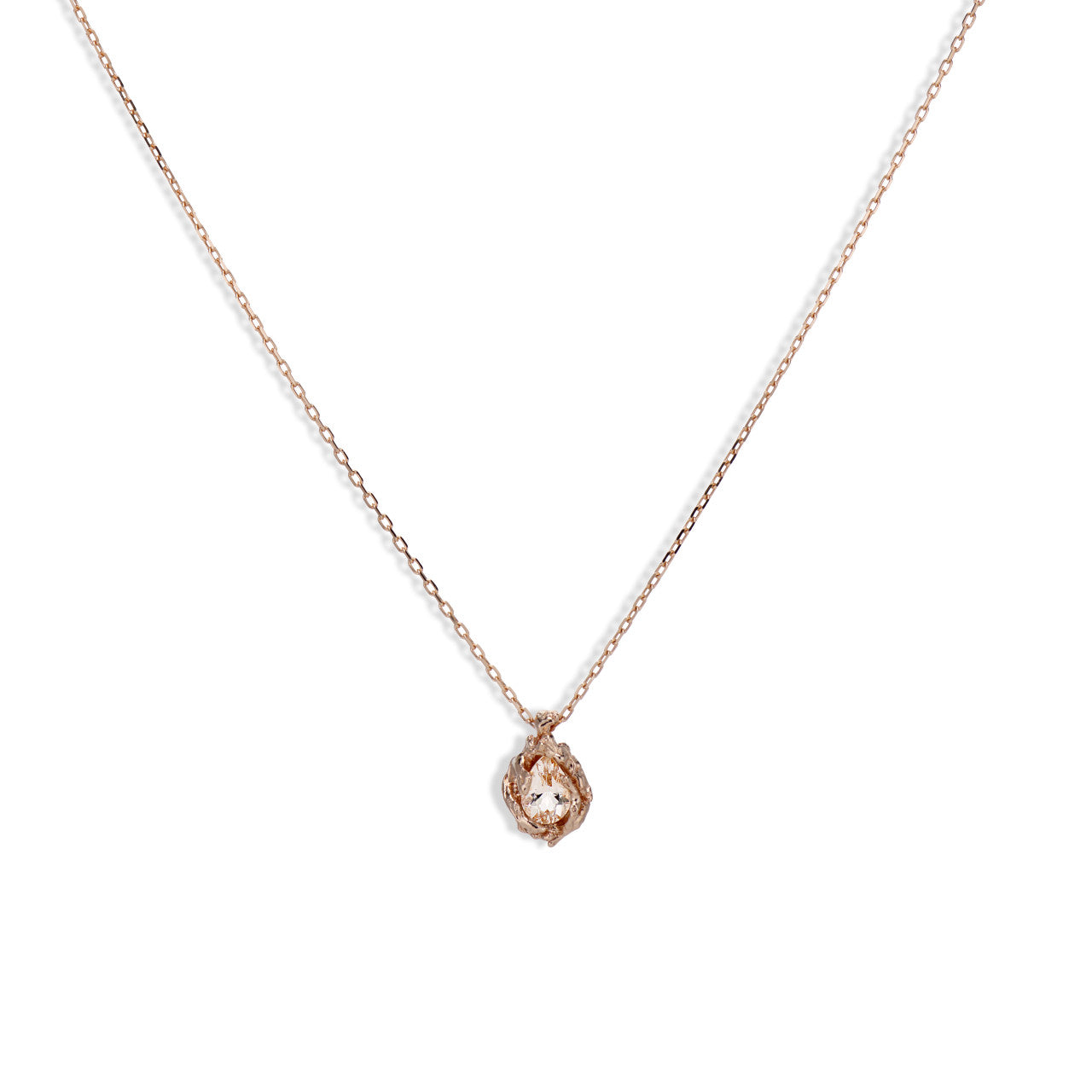 Peach morganite gemstone necklace by Olivia Ewing Jewelry
