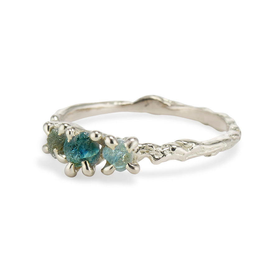 Silver Naples Montana Sapphire Three Stone Ring