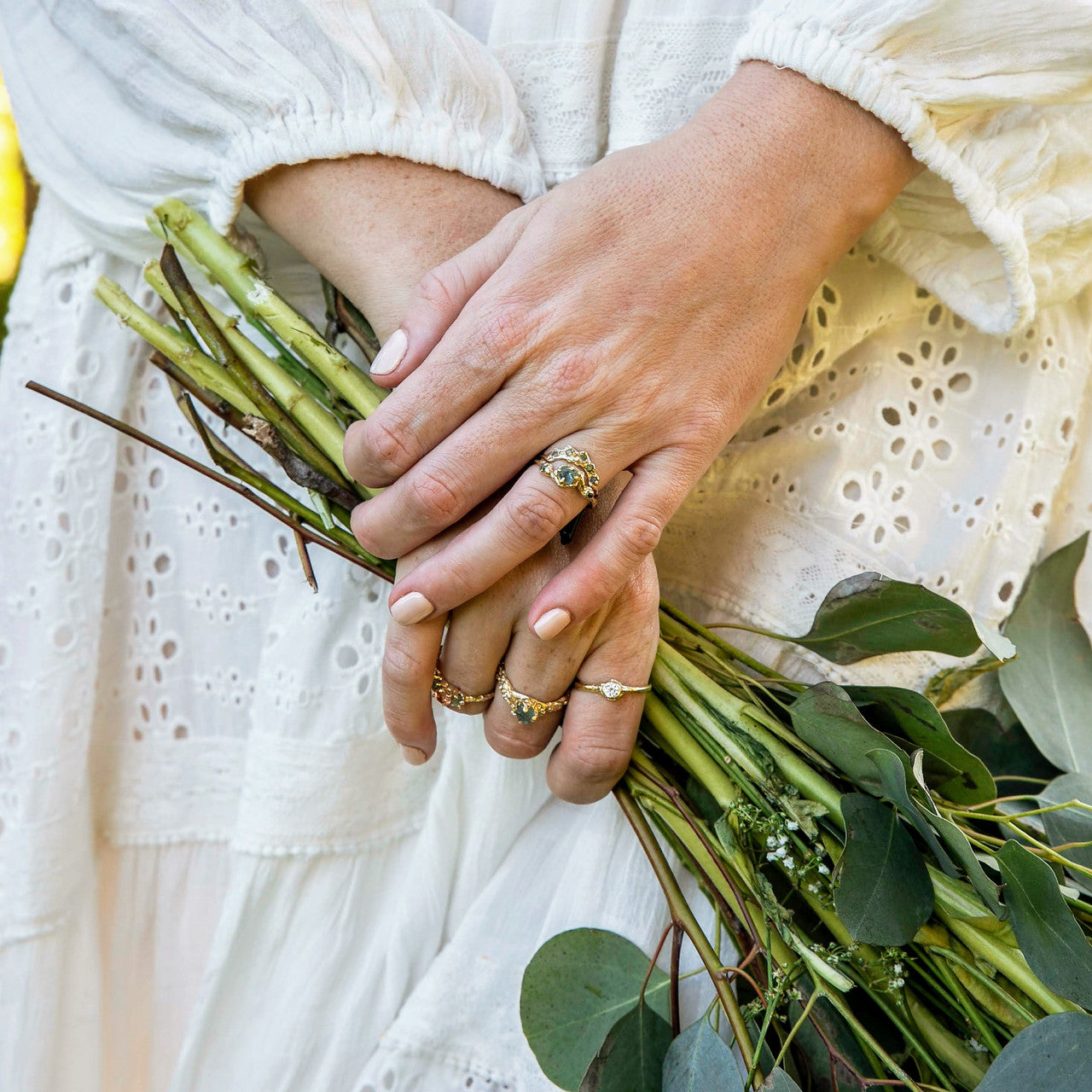 Rough cut Montana sapphire rings by Olivia Ewing Jewelry