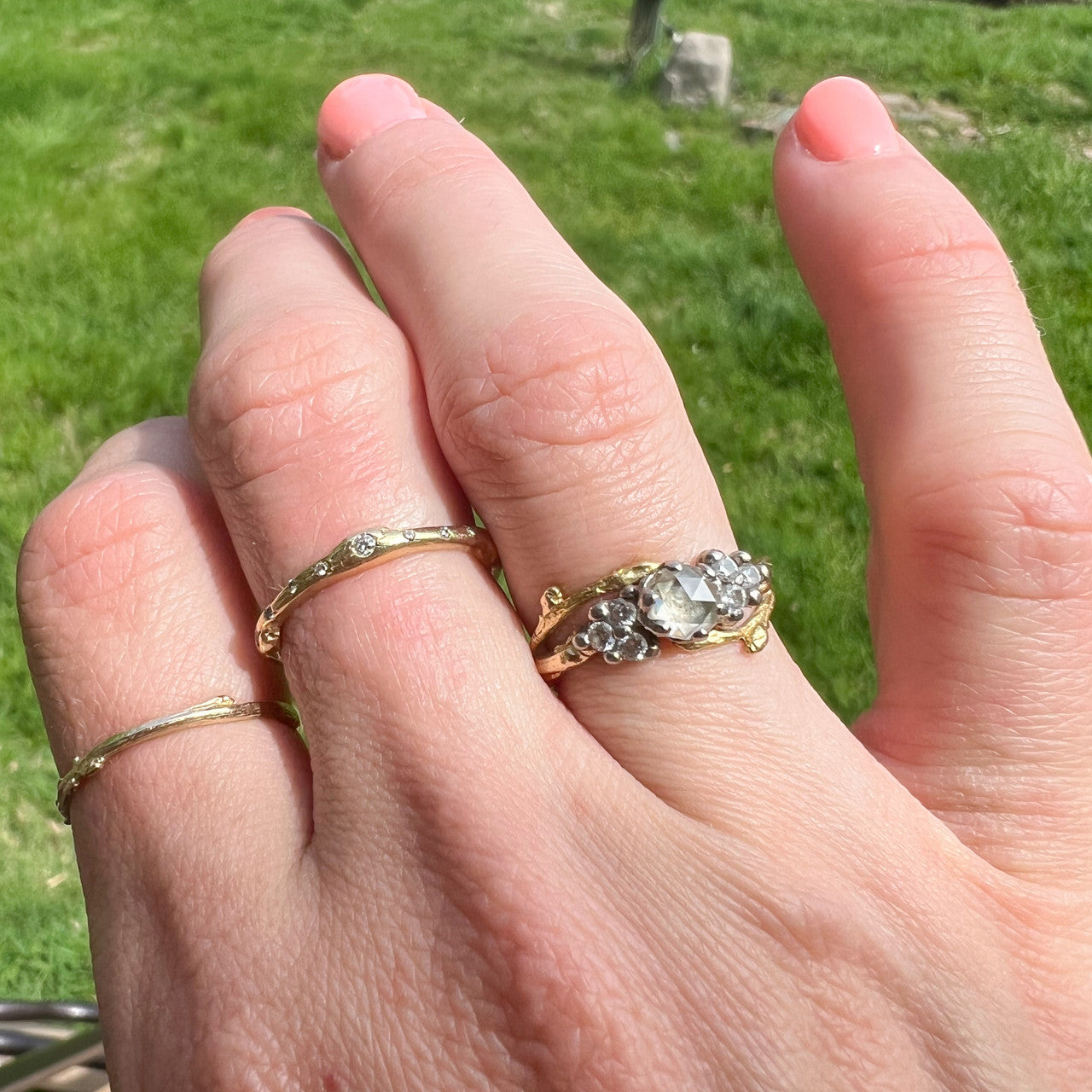 Feyre Rose Cut Diamond Cluster Ring
