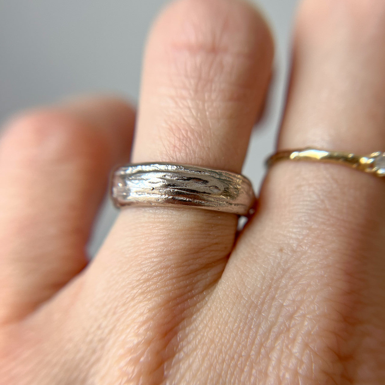 14K White Gold 6mm Driftwood Ring by Olivia Ewing Jewelry