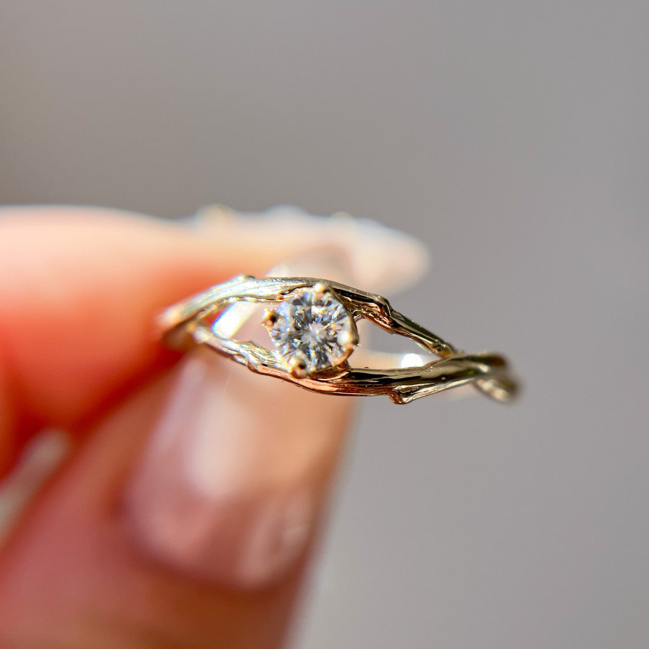 14K Yellow Gold Petite Unity Moissanite Solitaire Ring