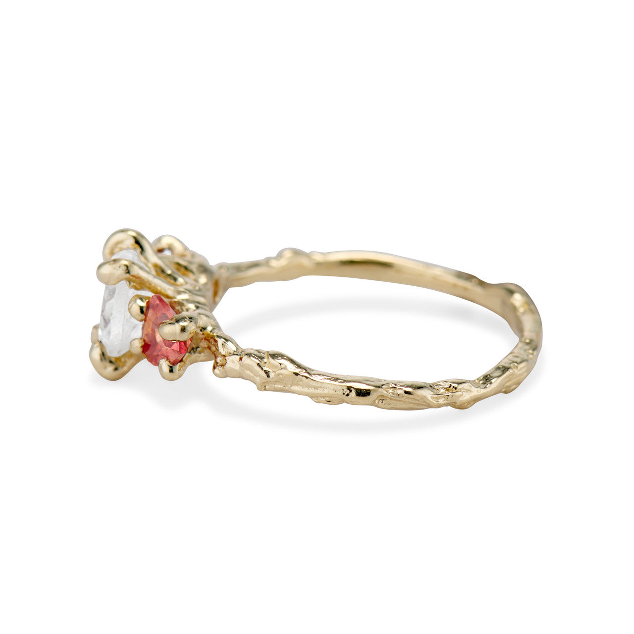 Naples Moonstone & Sunstone Three Stone Ring  - Ready To Ship